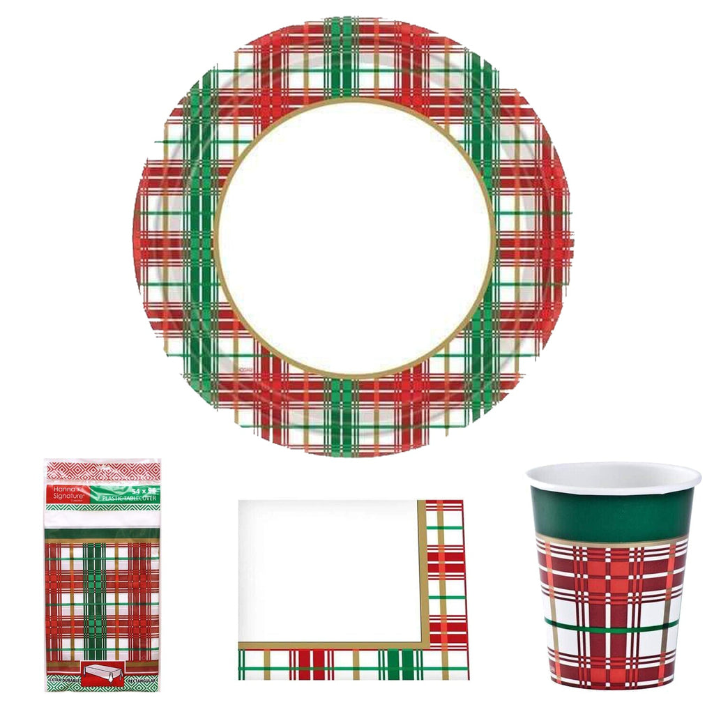 Christmas Plaid Heavyweight Plastic Table Cloth 54" x 96" 1 pack