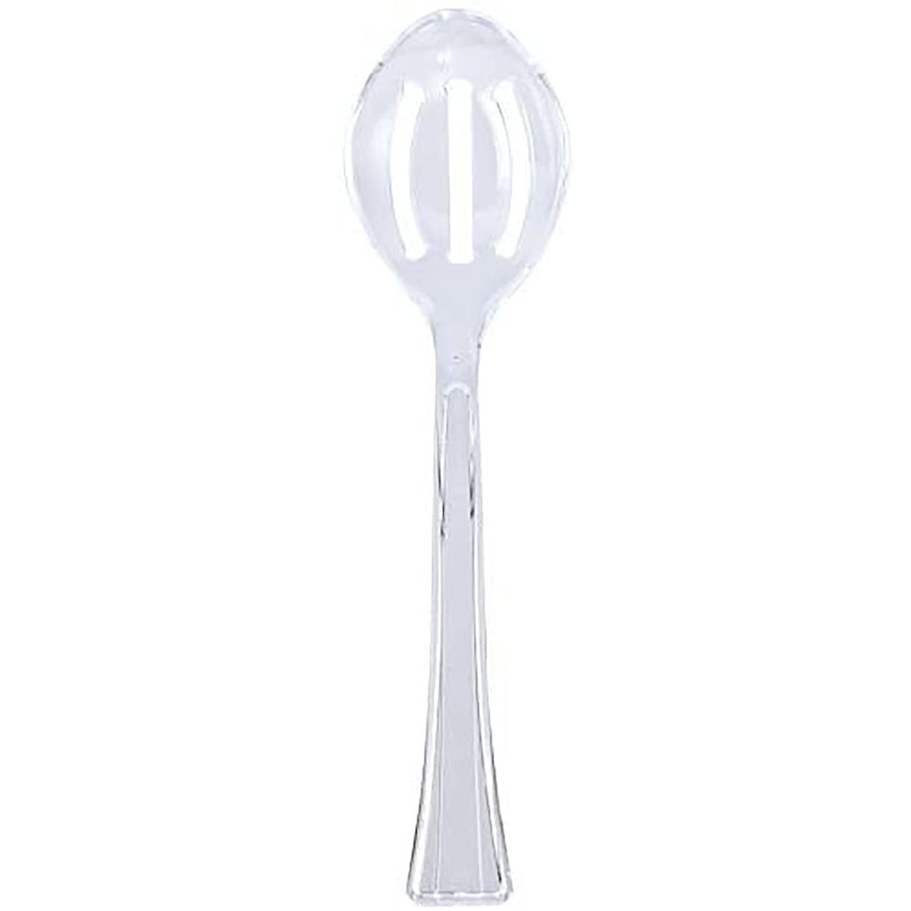 12" Clear Heavyweight Slotted Salad Serving Spoon Plastic