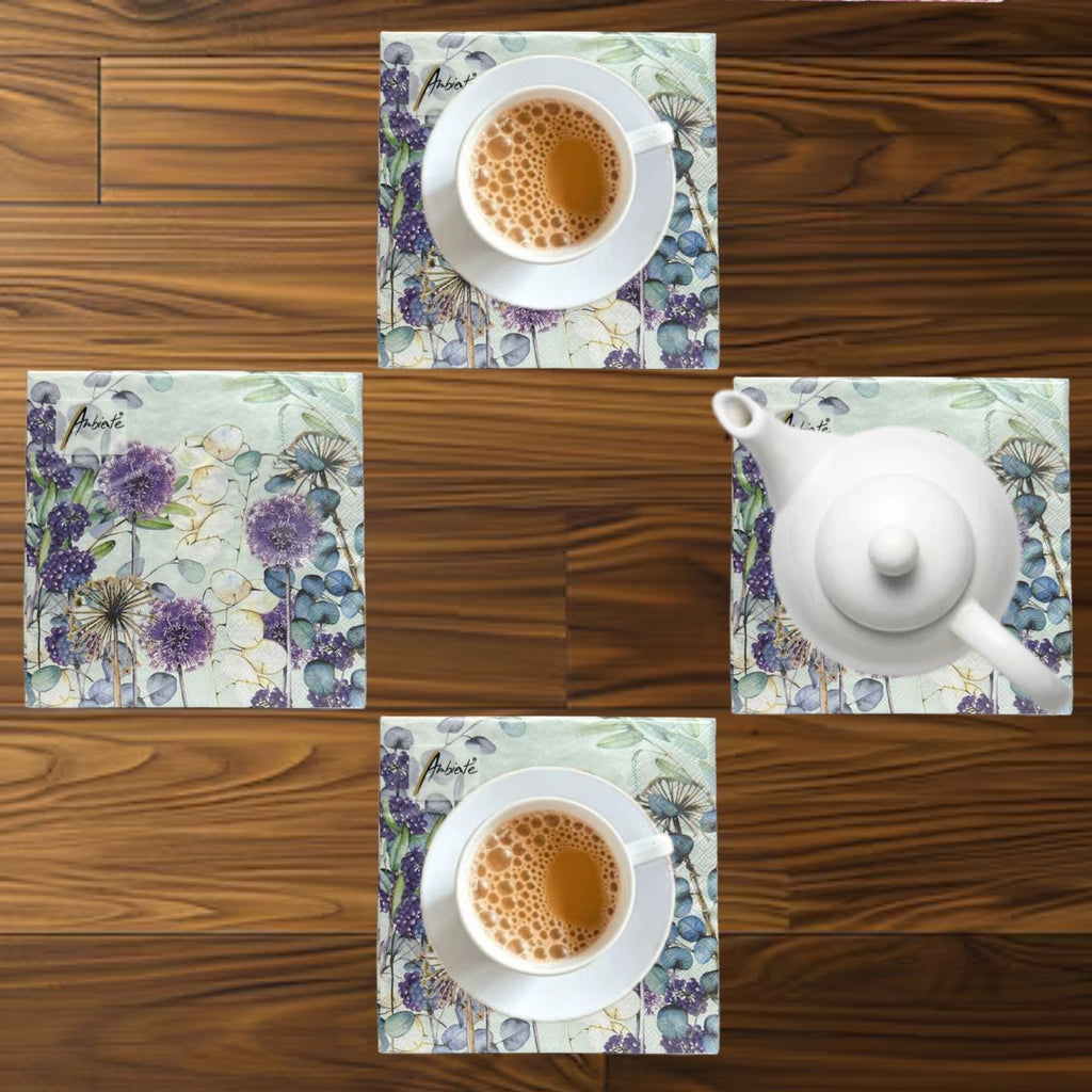Ambiente Botanical Purple Floral Lunch Napkins: 20 Pack