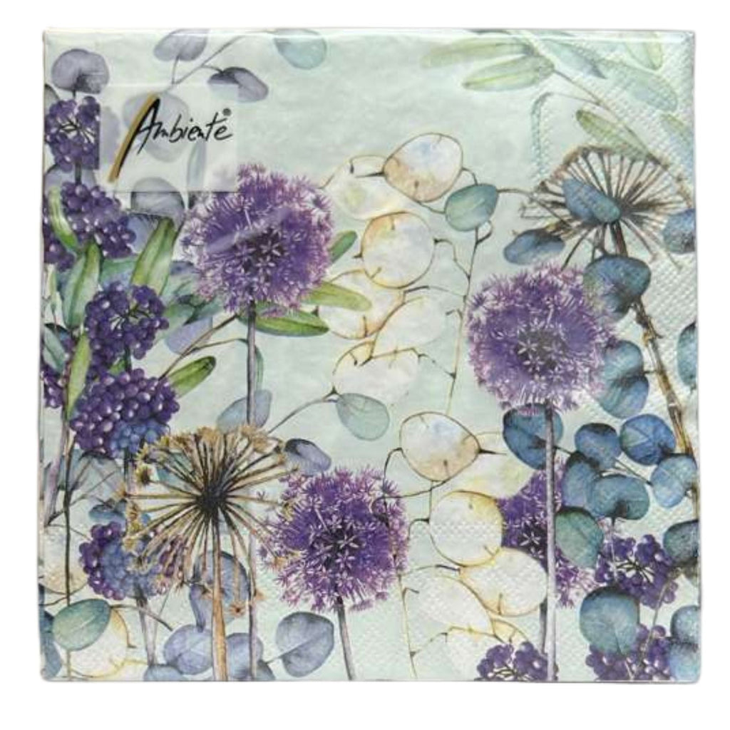Ambiente Botanical Purple Floral Lunch Napkins: 20 Pack