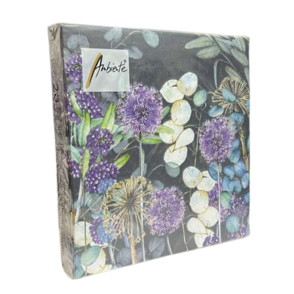 Ambiente Floral Purple & Green Lunch Napkins: 20 Pack