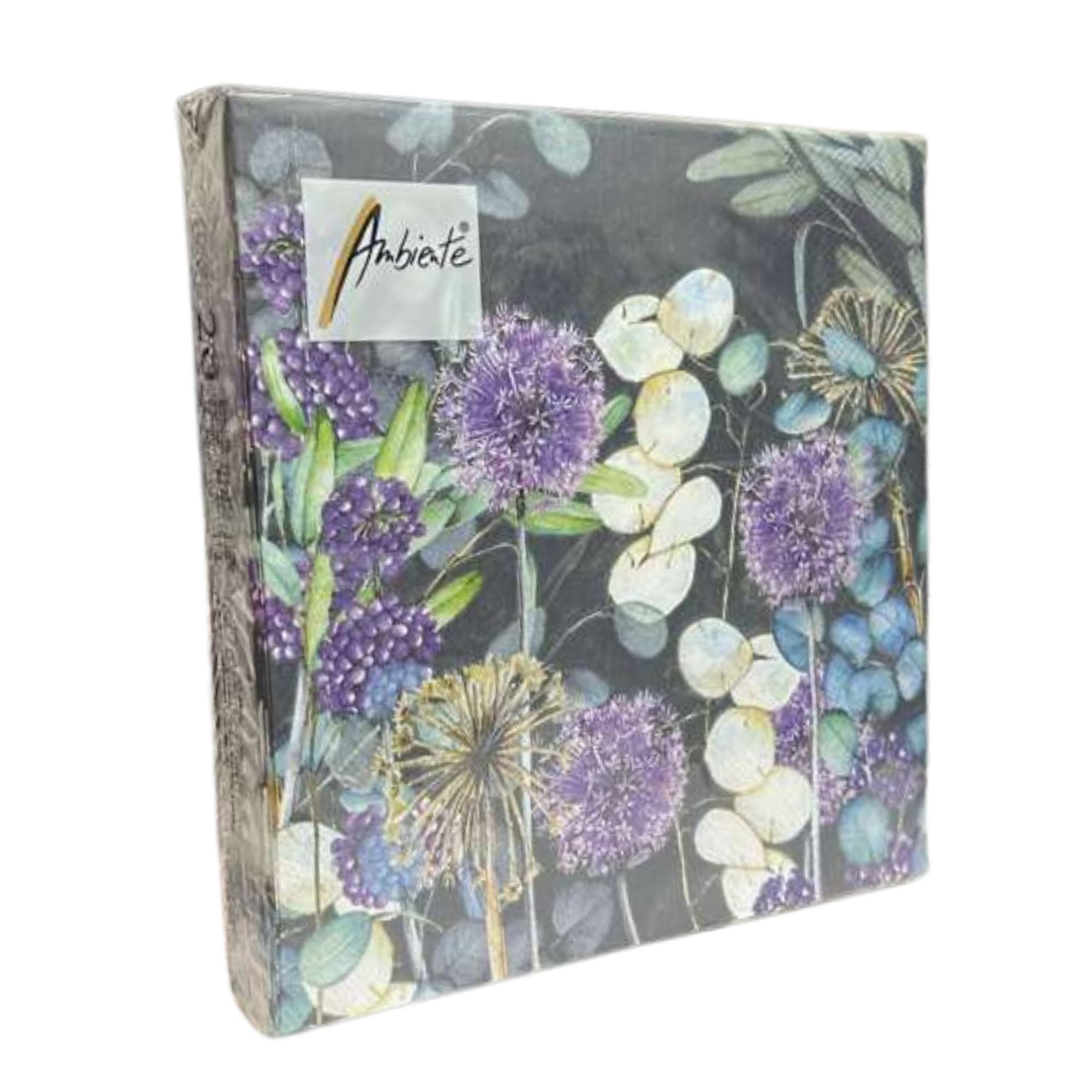 Ambiente Floral Purple & Green Lunch Napkins: 20 Pack