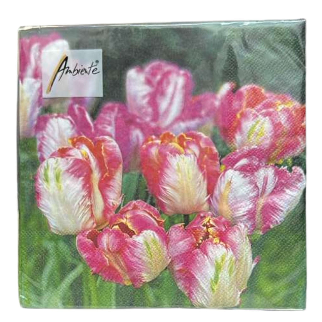 Ambiente Pink & White Tulip Garden Lunch Napkins: 20 Pack