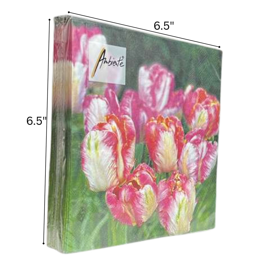 Ambiente Pink & White Tulip Garden Lunch Napkins: 20 Pack