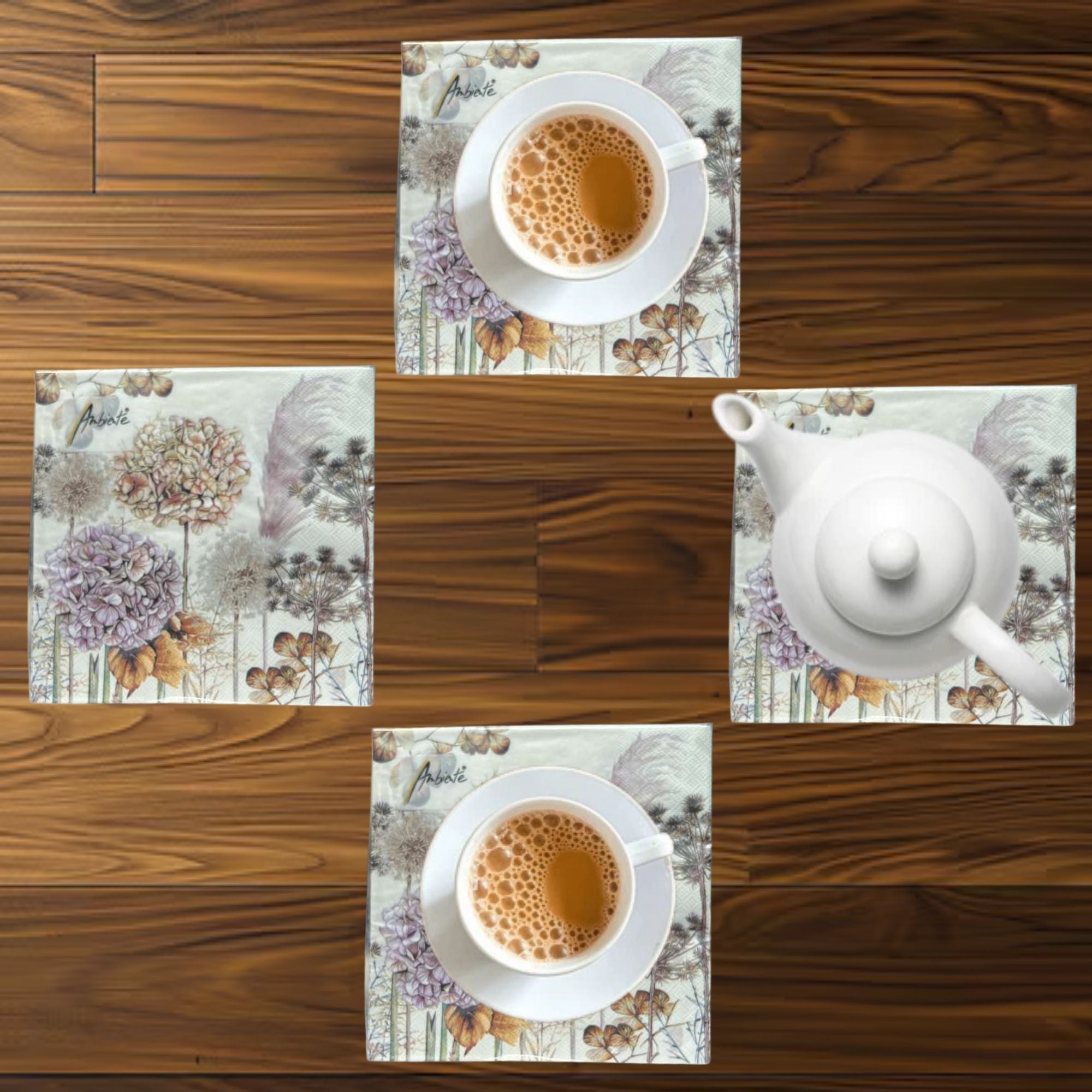 Ambiente Pastel Floral & Botanical Lunch Napkins: 20 Pack