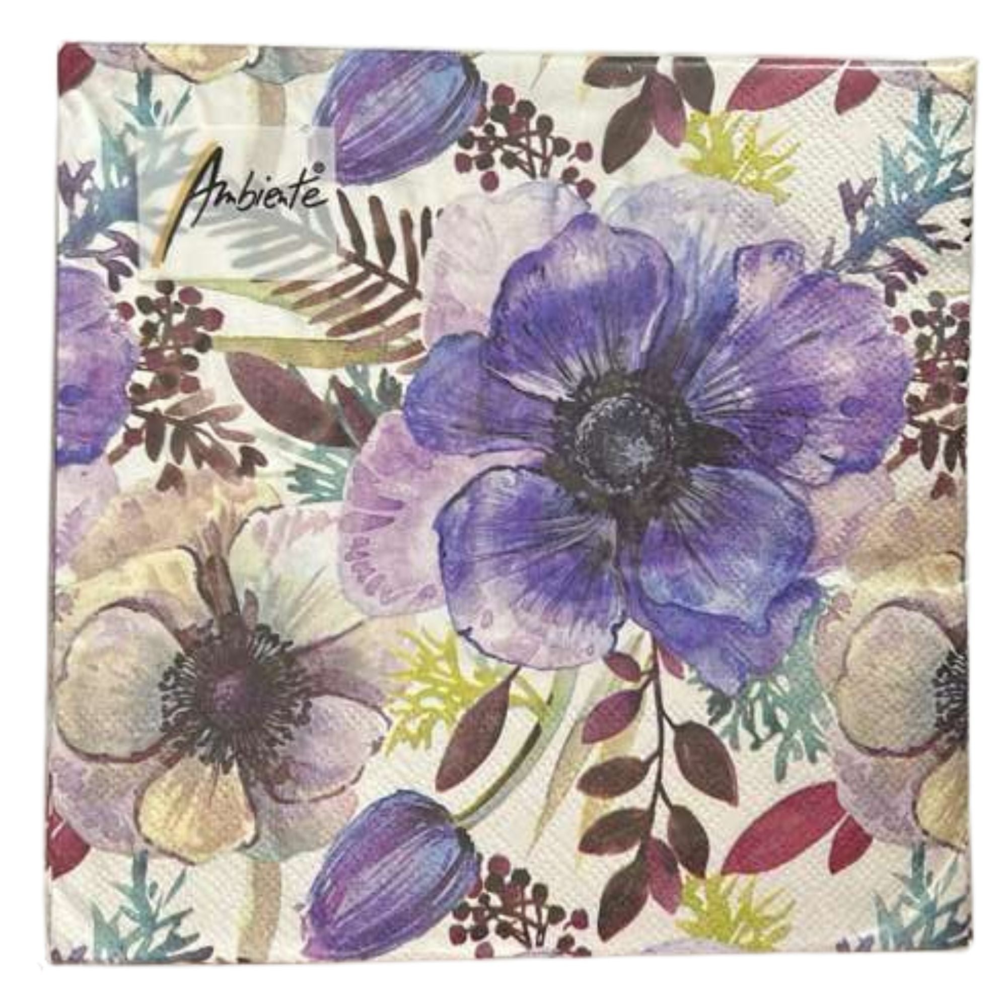 Ambiente purple Floral Lunch Napkins: 20 pack