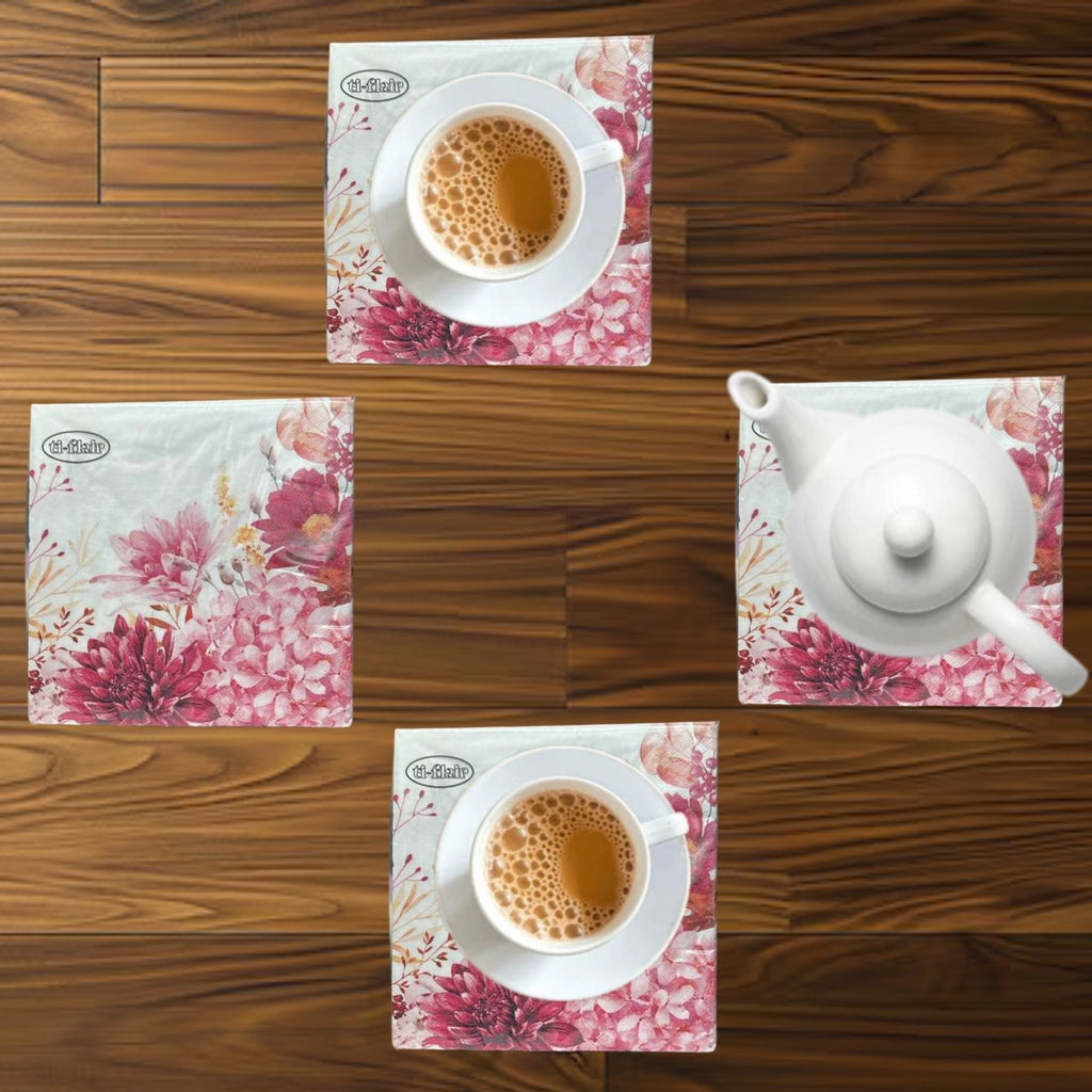 Flower Pink Floral Lunch Napkins  : 20 Pack