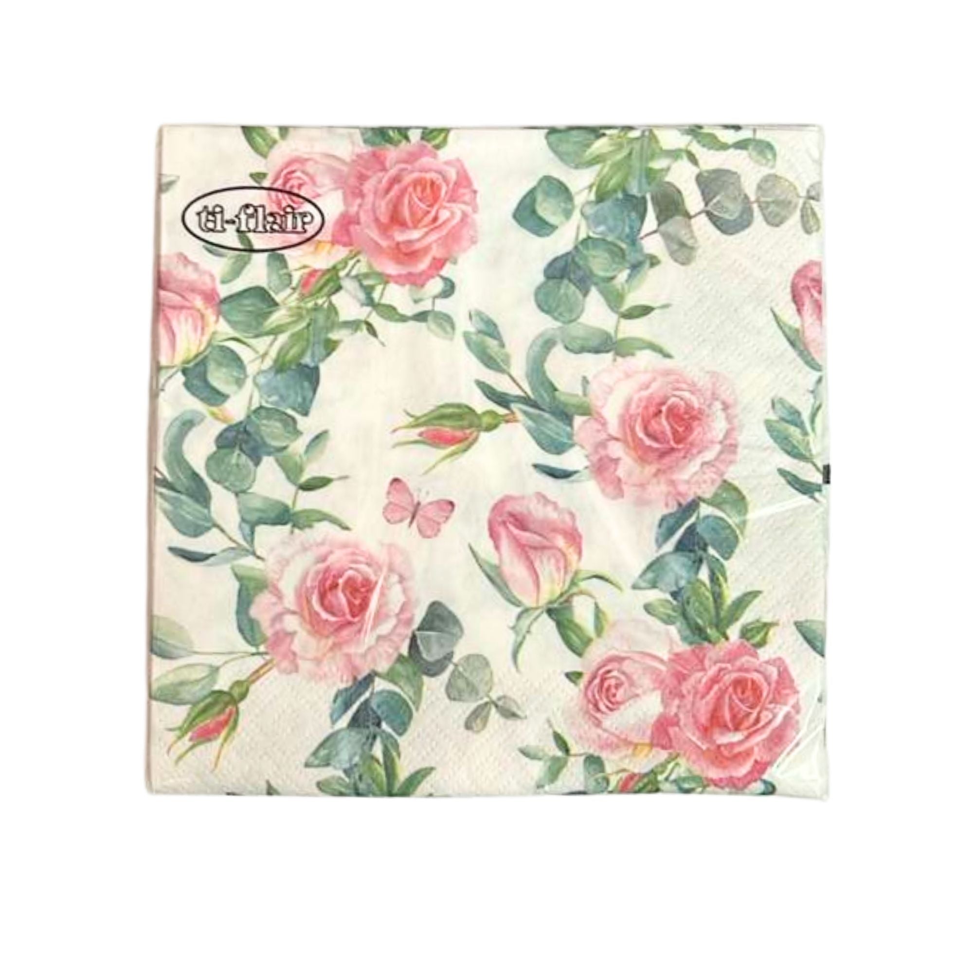 Flower Pink Rose Lunch Napkins  : 20 Pack