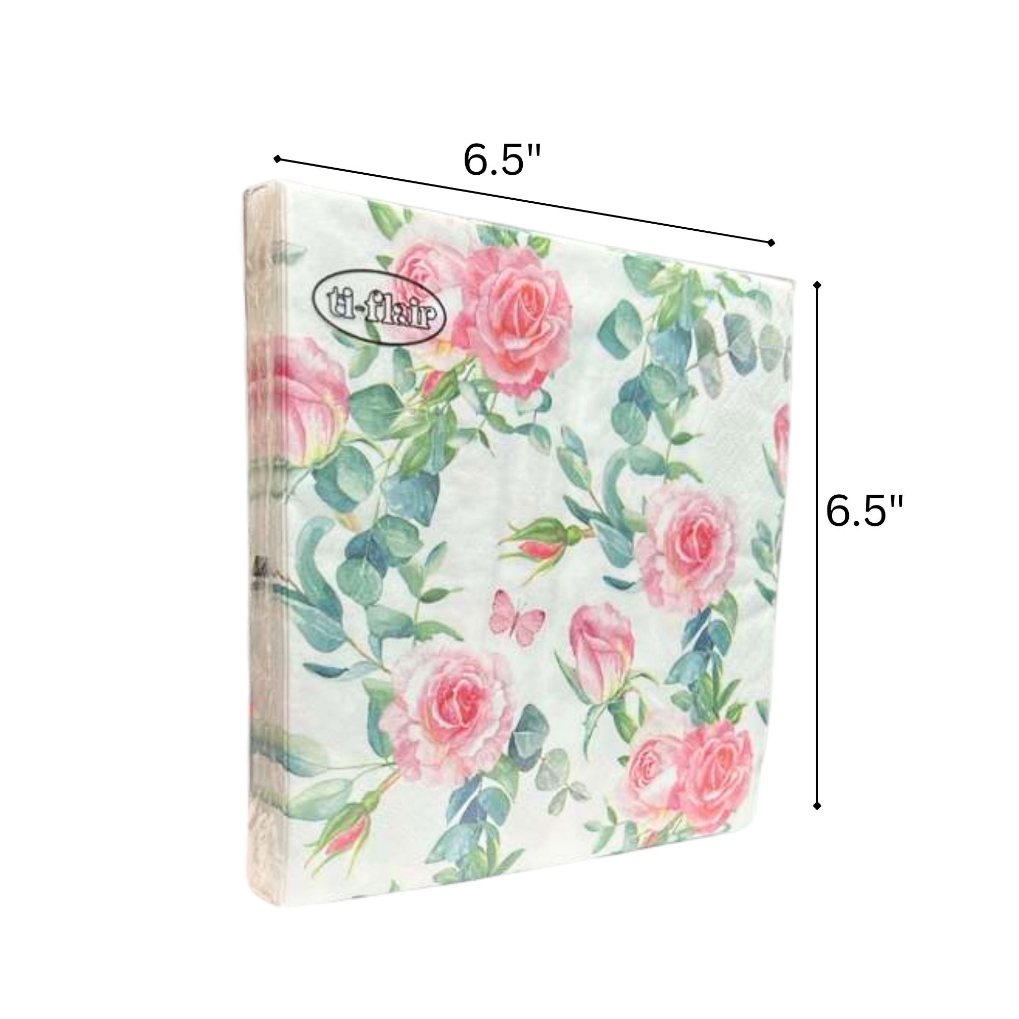 Flower Pink Rose Lunch Napkins  : 20 Pack