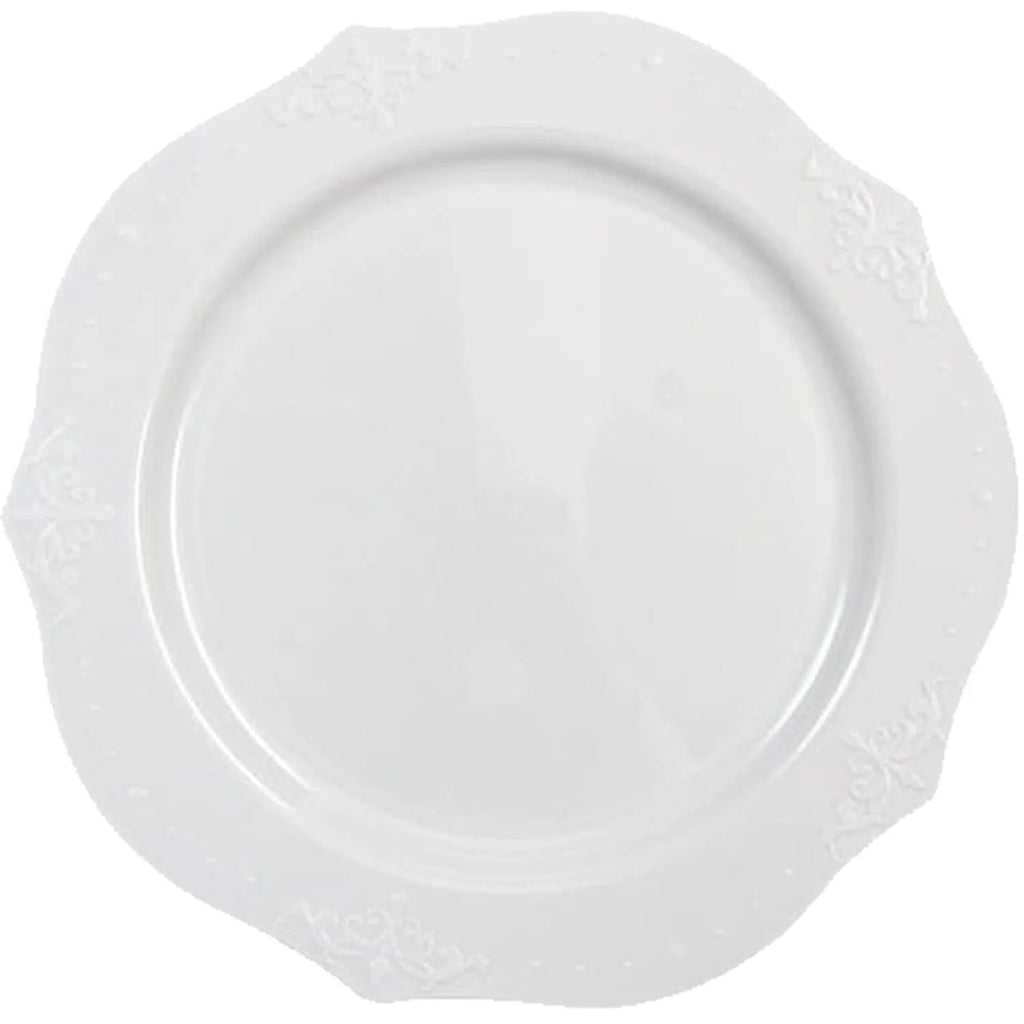 *BUY BULK* Antique 10" Plastic Dinner Plates White  20 Pack