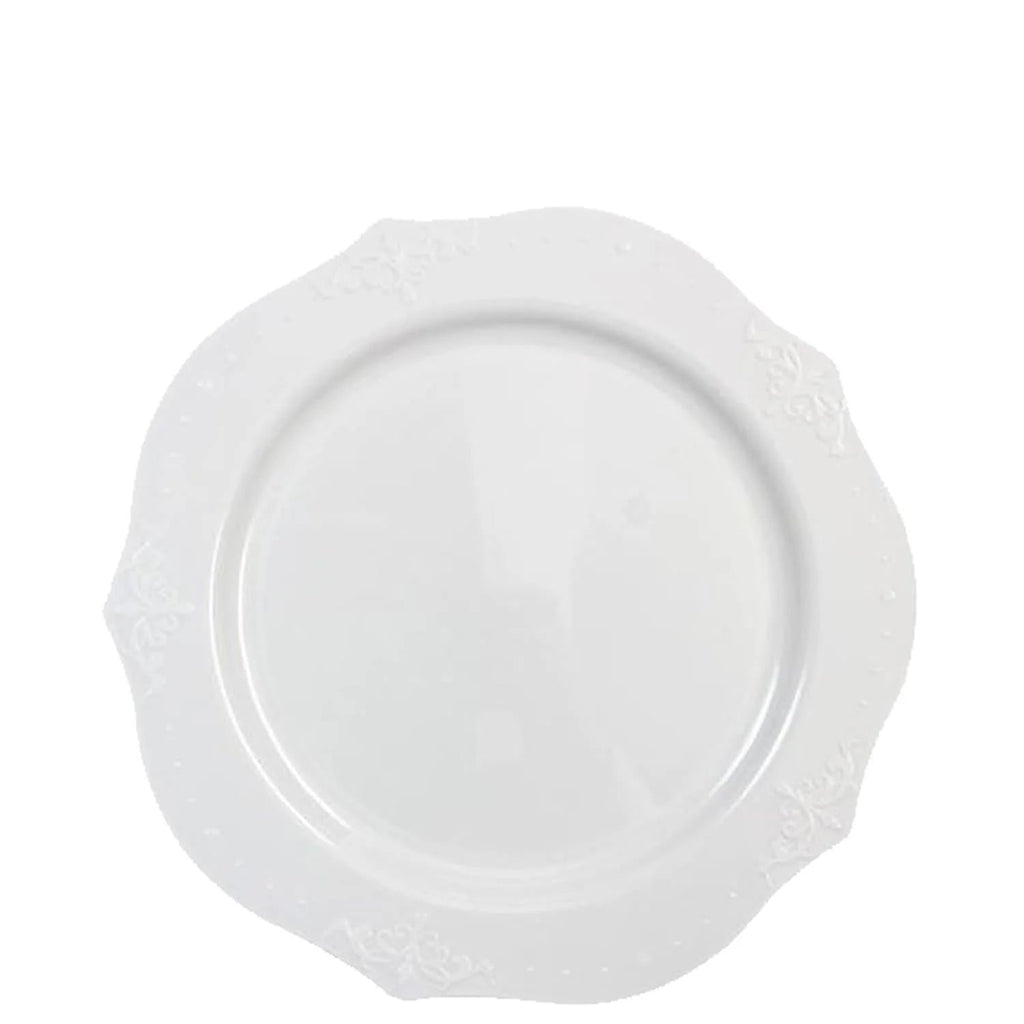 *BUY BULK* Antique 7'' Plastic Salad Plates White  20 Pack