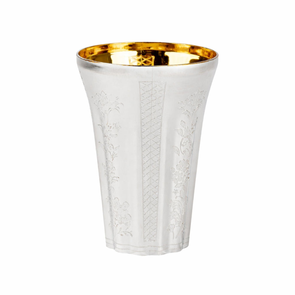 5.5 oz Set of 10 Silver Disposable Wine Kiddush Cups with Gold Interior