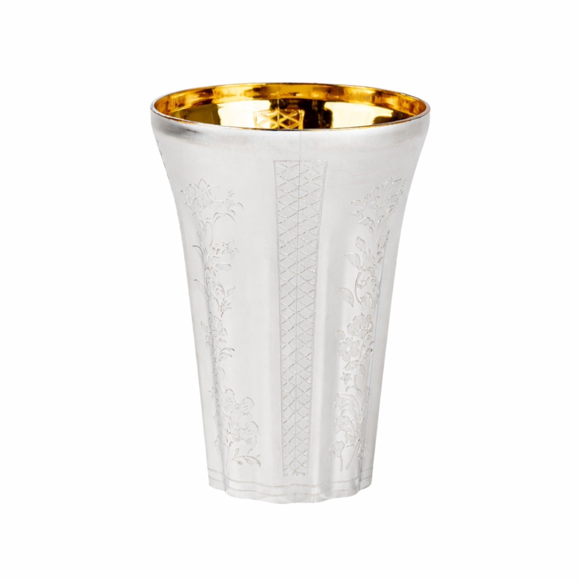 5.5 oz Set of 10 Silver Disposable Wine Kiddush Cups with Gold Interior