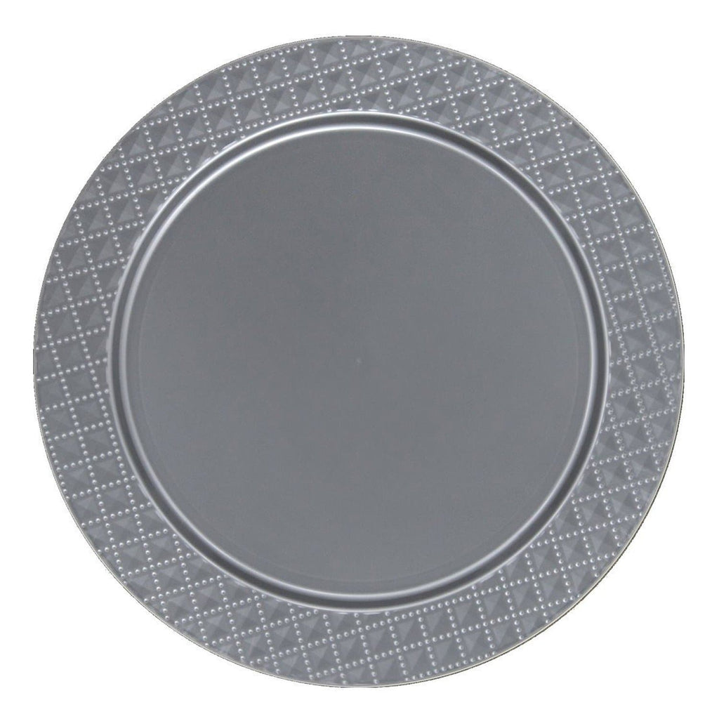 Diamond Design Plastic Charger Silver 13" 2 Pack