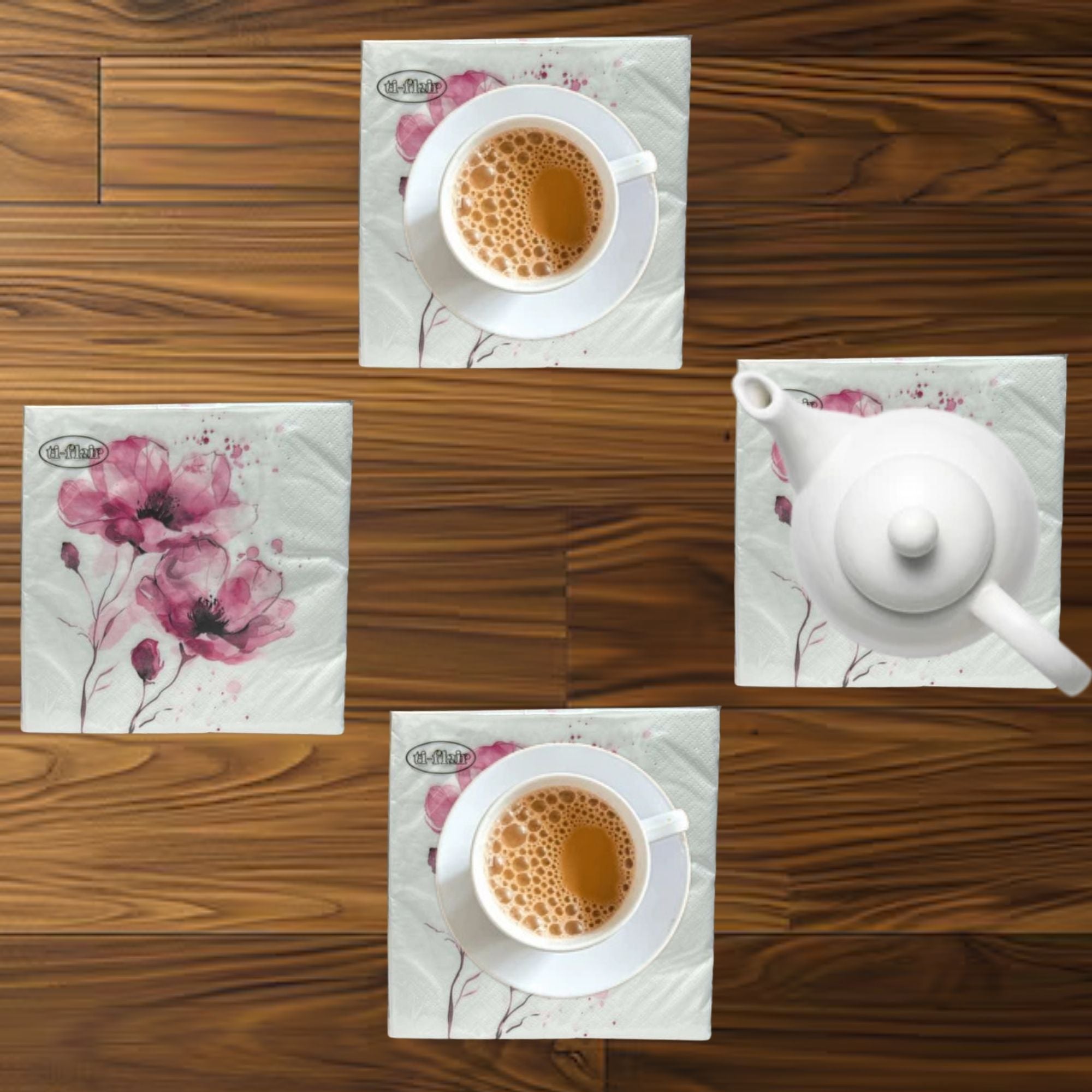 Flower Floral Lunch Napkins: 20 Pack