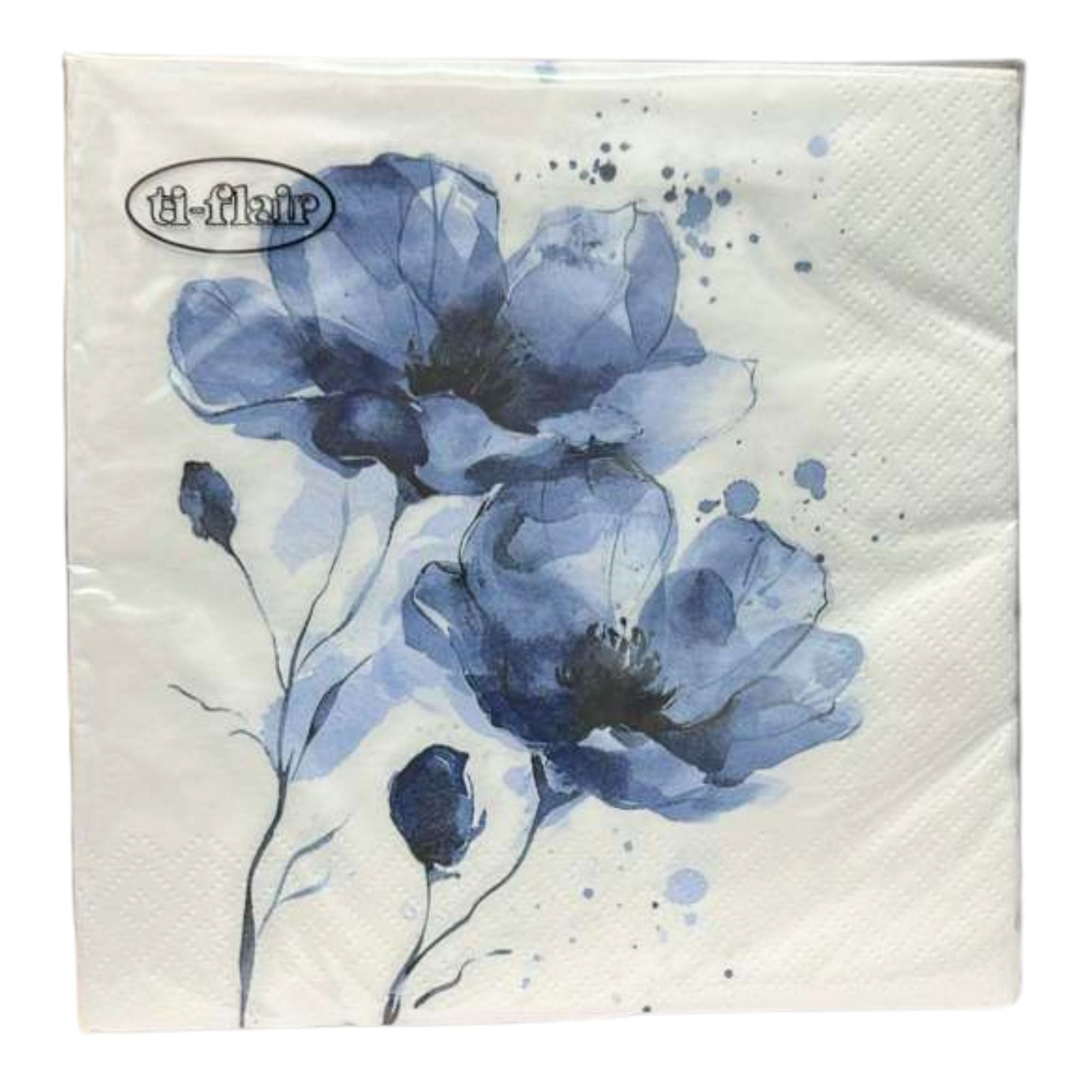 Flower Blue Floral Lunch Napkins: 20 Pack