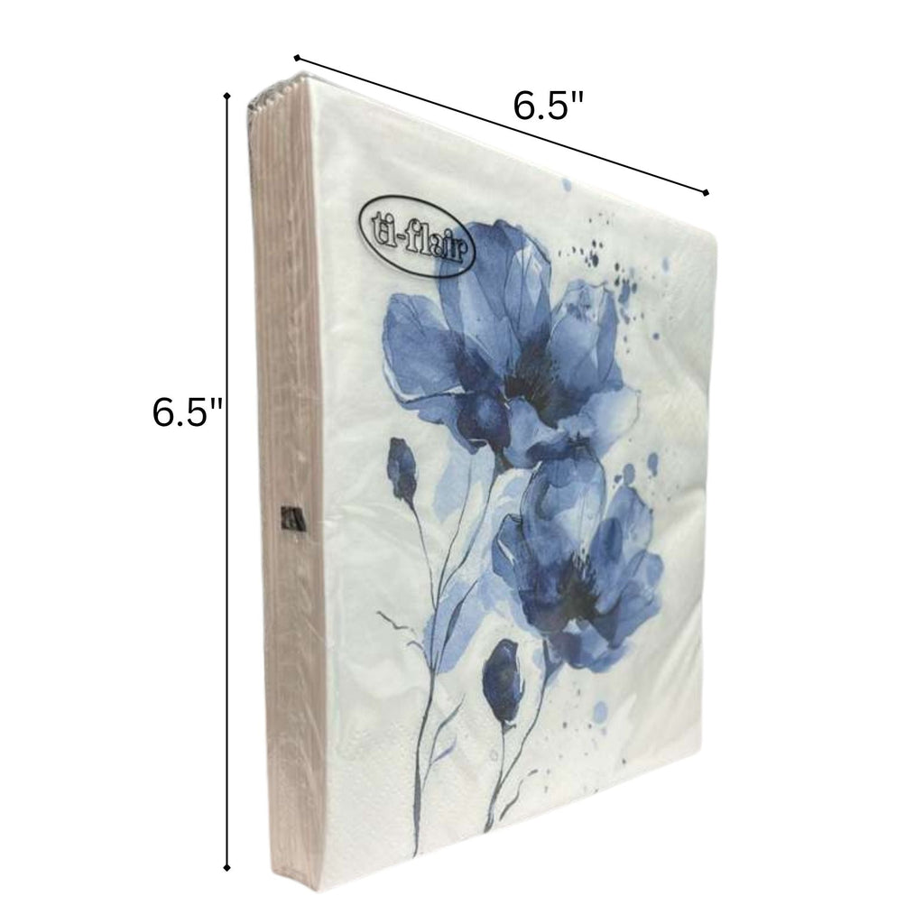 Flower Blue Floral Lunch Napkins: 20 Pack