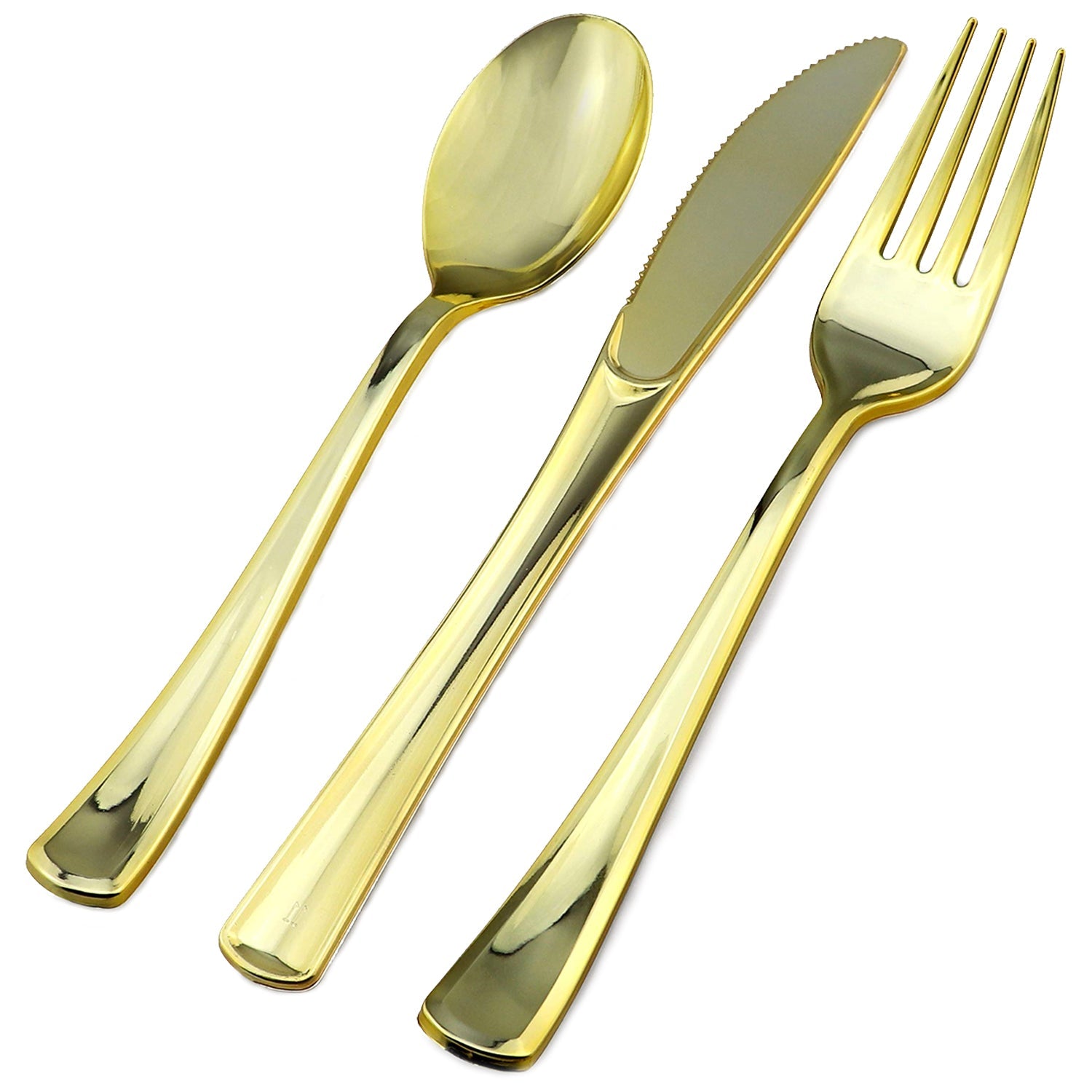 White with Gold Plastic Dinnerware Set- Value Pack-Stroke