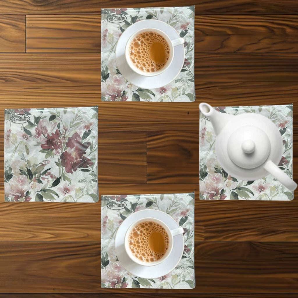 Flower Elegant Floral Lunch Napkin: 20 Pack