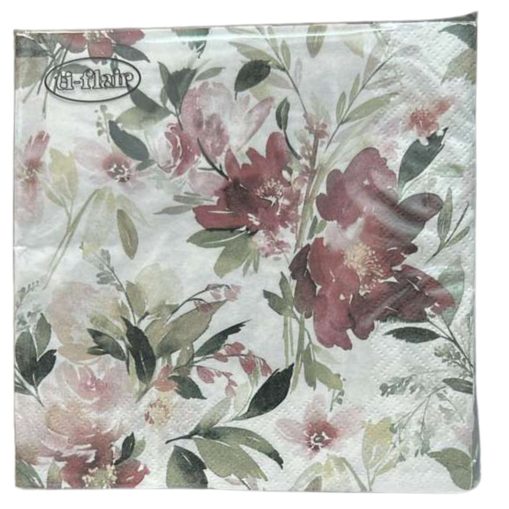 Flower Elegant Floral Lunch Napkin: 20 Pack
