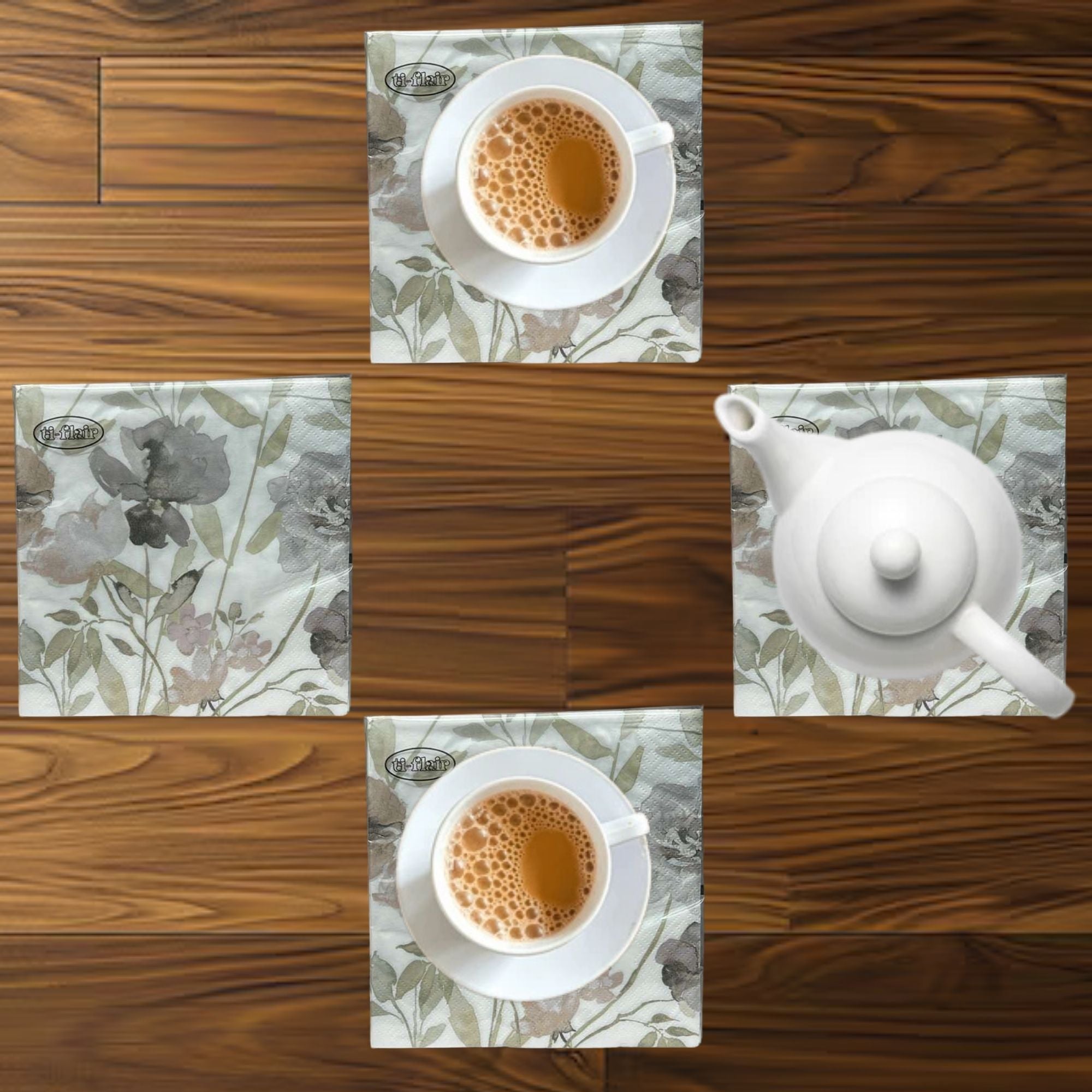Flower Elegant Floral Lunch Napkin | Available in 20 Pack