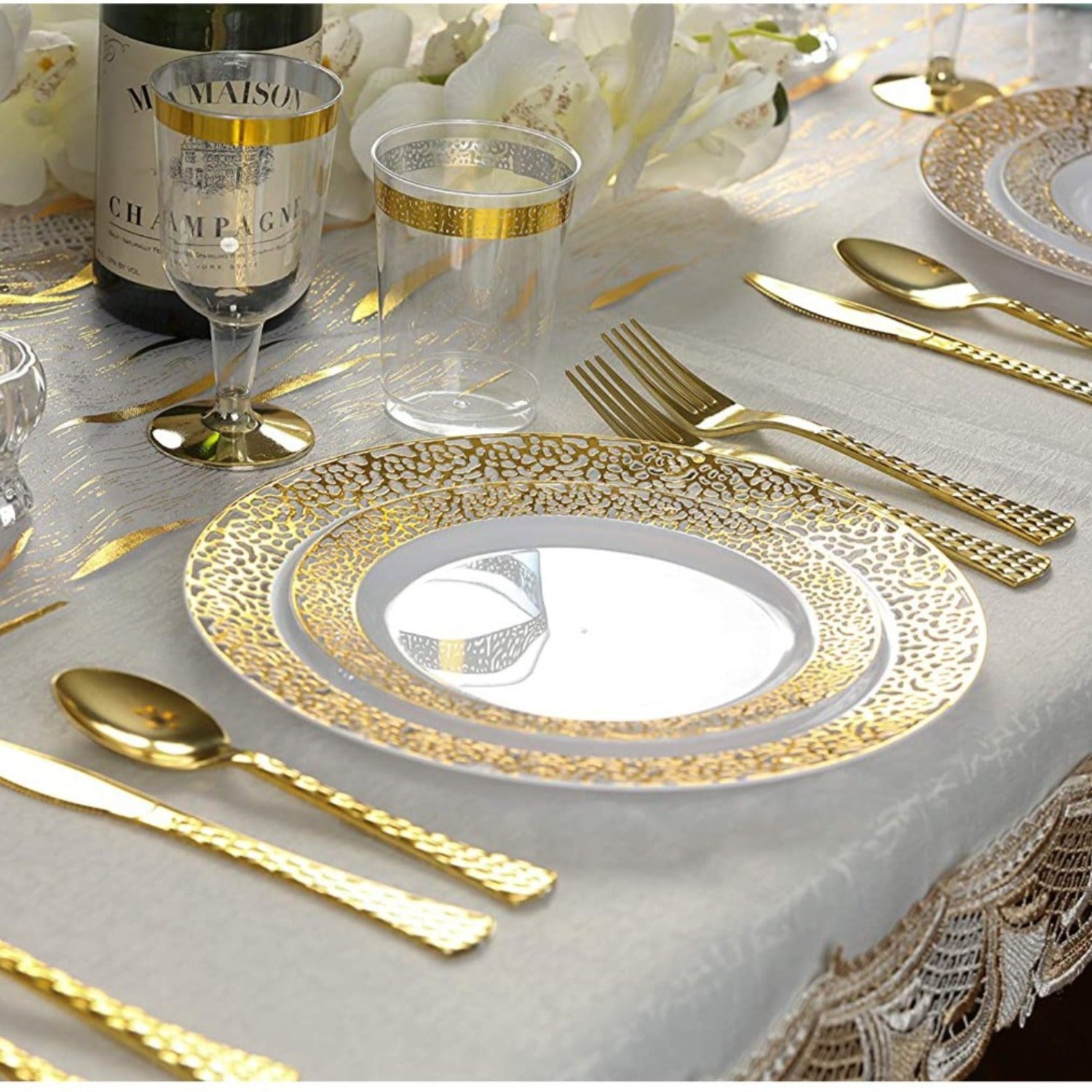 Glamour Forks Gold Heavyweight Disposable Plastic 20 Pack