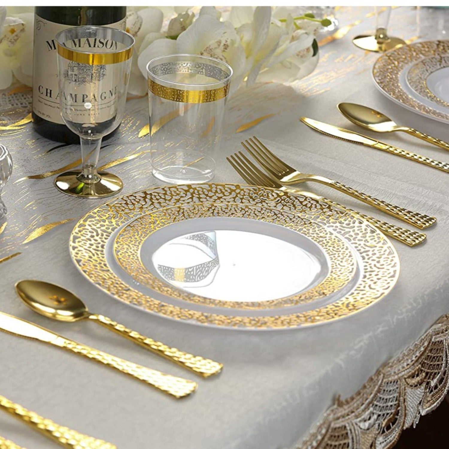 Glamour Tea Spoons Gold Heavyweight Disposable Plastic 20 pack