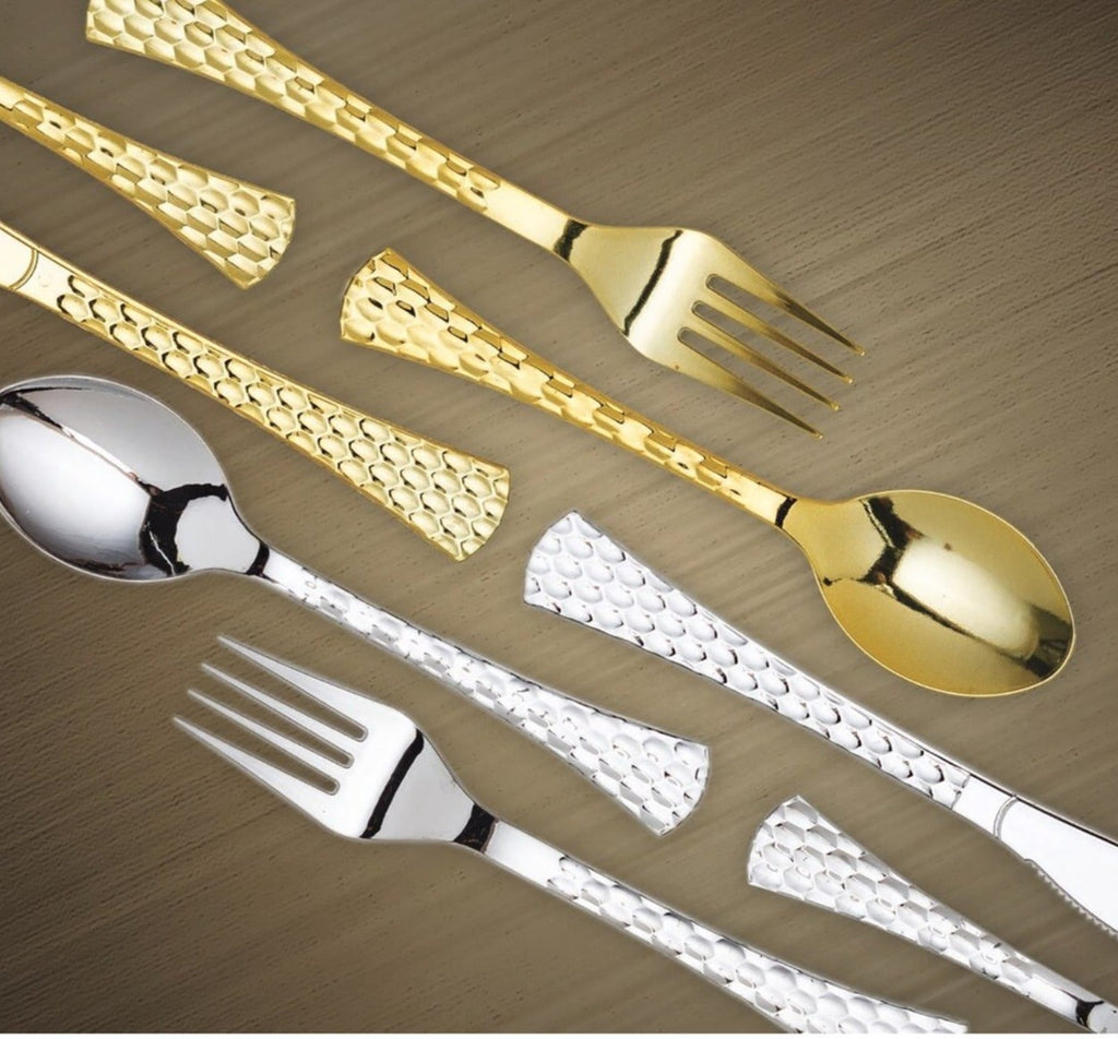 Glamour Table Spoon Silver Heavyweight Disposable Plastic 20 Pack