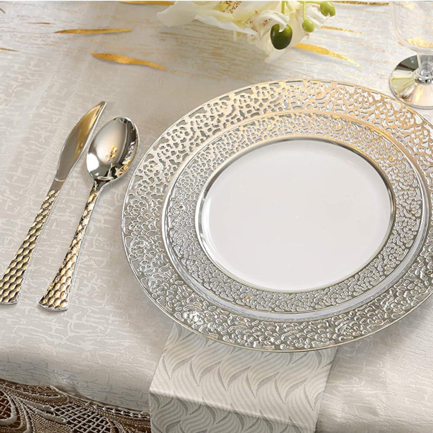 Glamour Table Spoon Silver Heavyweight Disposable Plastic 20 Pack