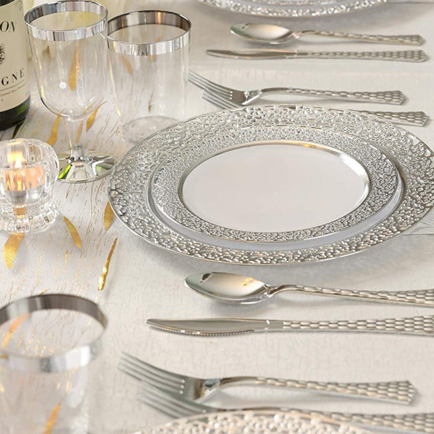 Glamour Fork Silver Heavyweight Disposable Plastic 20 Pack