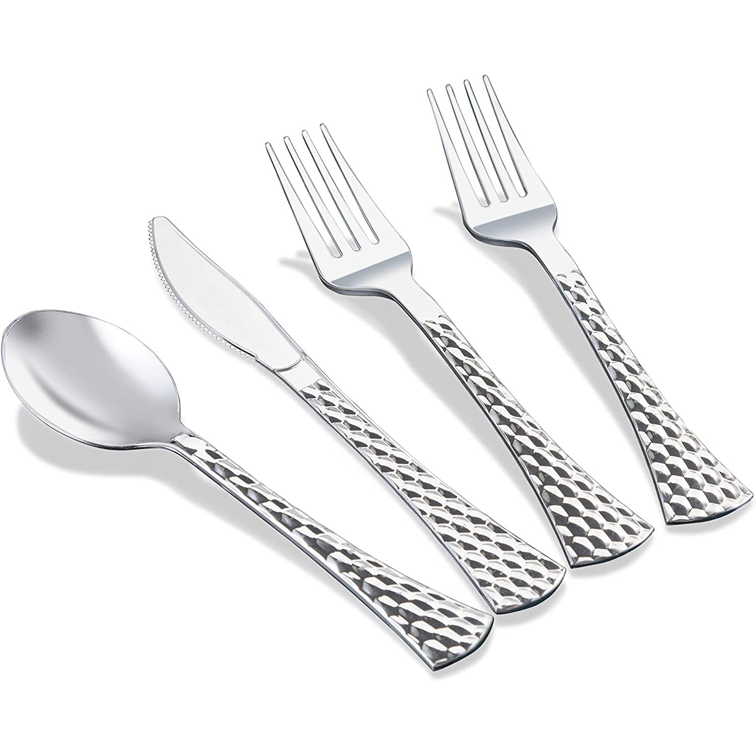 Glamour Tea Spoon Silver Heavyweight Disposable Plastic 20 Pack