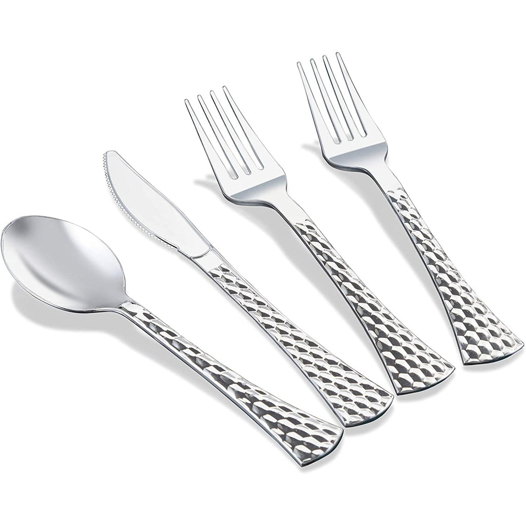 Glamour Fork Silver Heavyweight Disposable Plastic 20 Pack