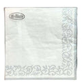 Romantic Border White/Silver Lunch Napkins 20 Pack