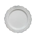 Confetti 7.5" White Silver Appetizer/Dessert Plastic Plate 10 Pack
