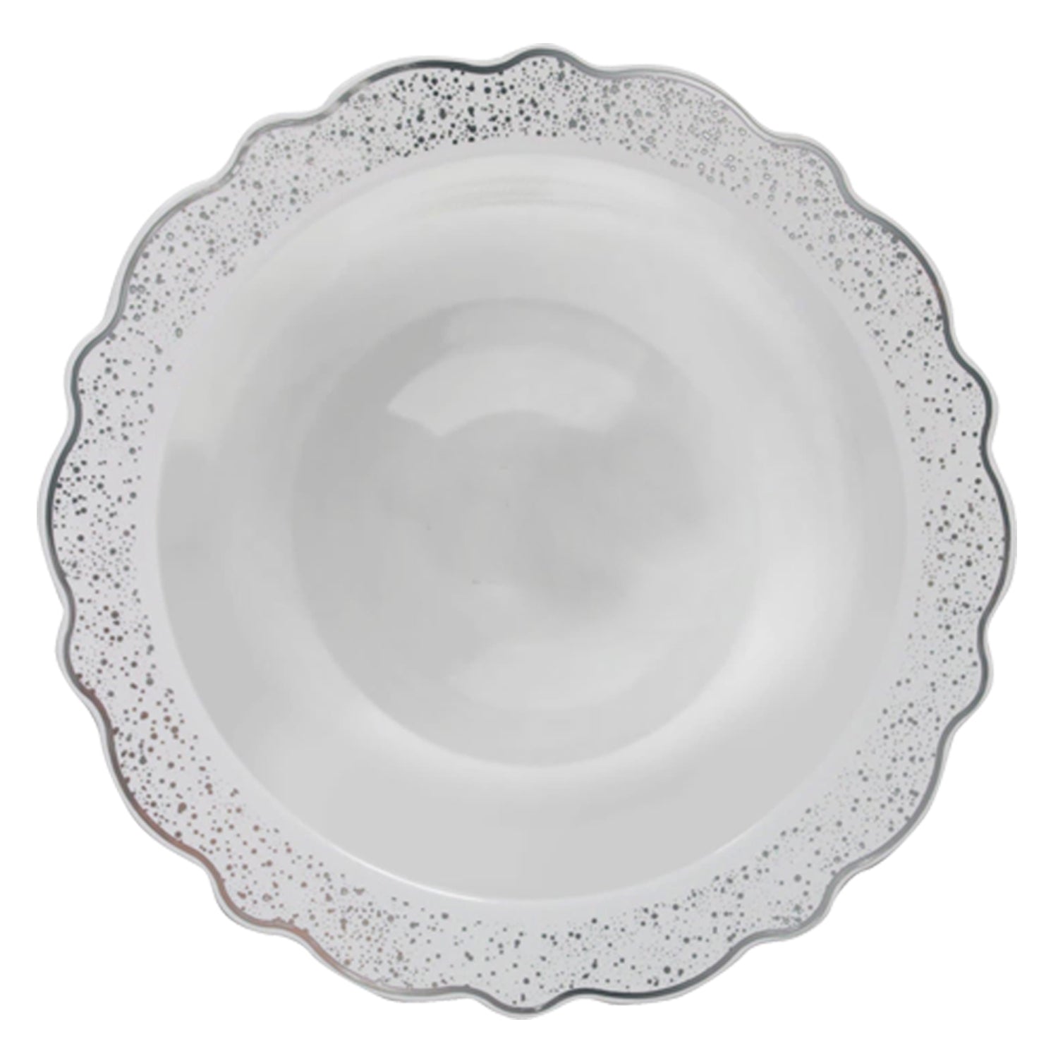 Confetti 12oz Plastic Soup Bowls White Silver 10 Pack