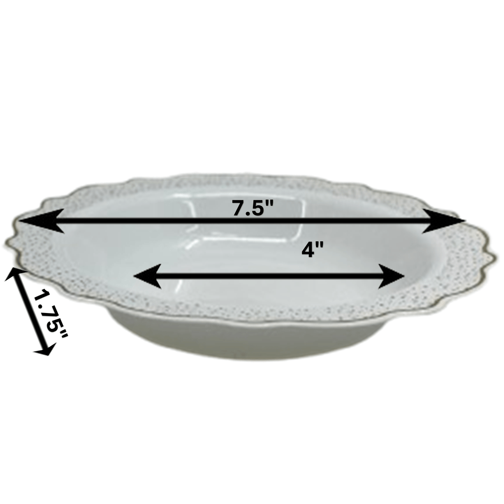 Confetti 12oz Plastic Soup Bowls White Silver 10 Pack