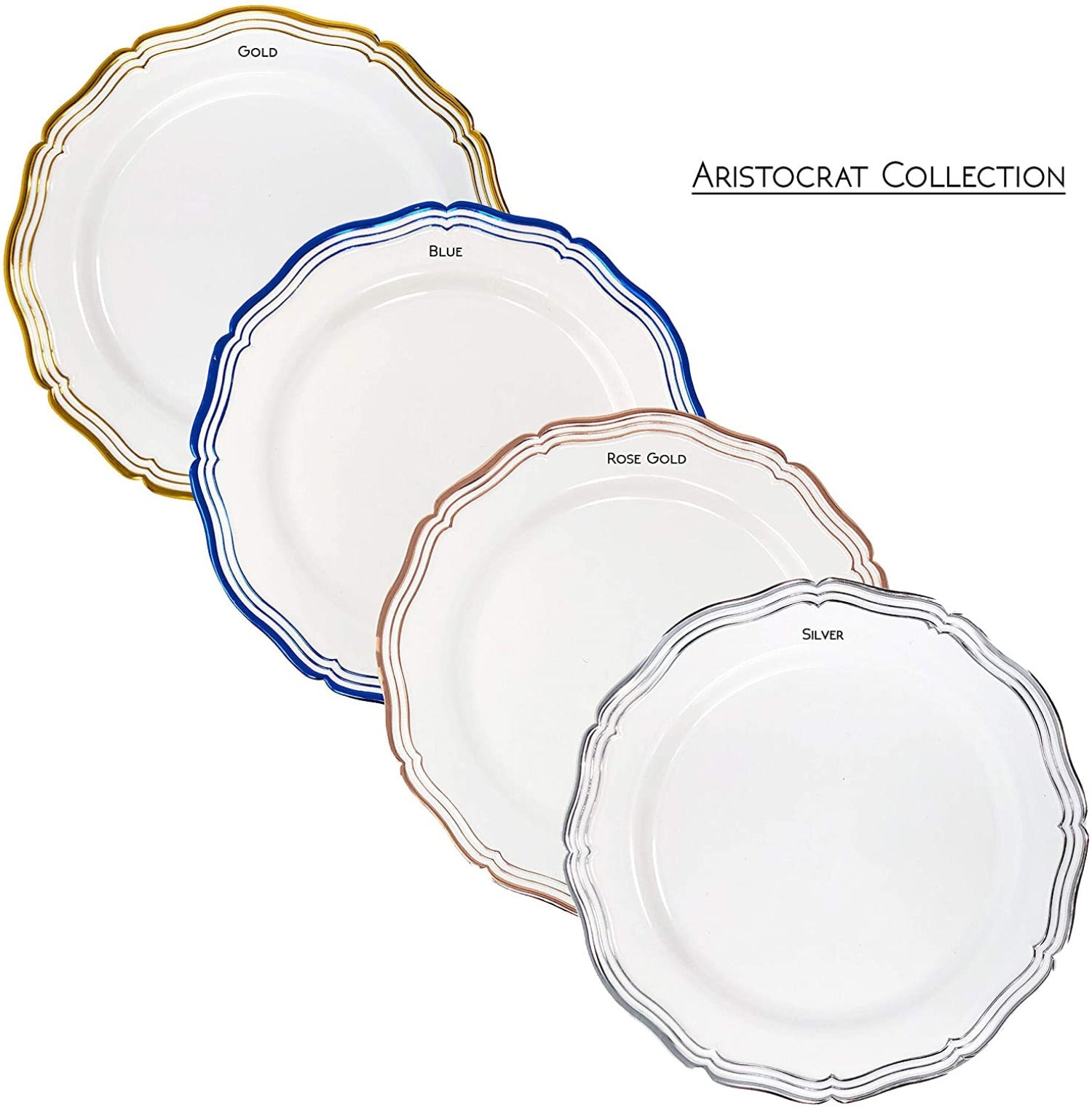 Aristocrat 10" White & Gold Plastic Dinner Plate 10 Pack