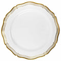 Aristocrat 10" White & Gold Plastic Dinner Plate 10 Pack