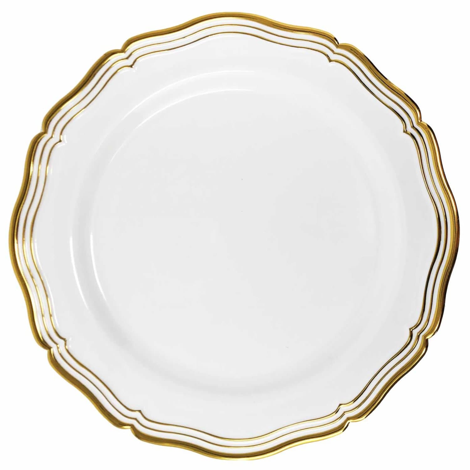 Aristocrat 10" White & Gold Plastic Dinner Plate 10 Pack