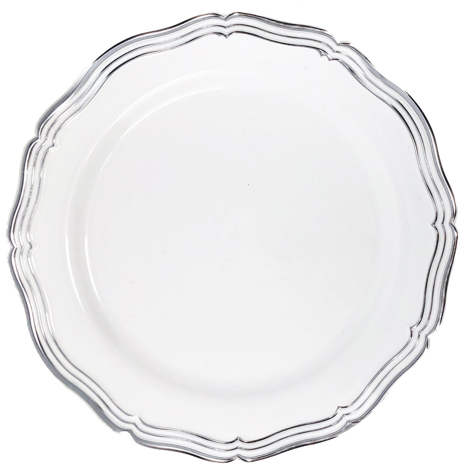 Aristocrat 10" White & Silver Plastic Dinner Plate 10 Pack