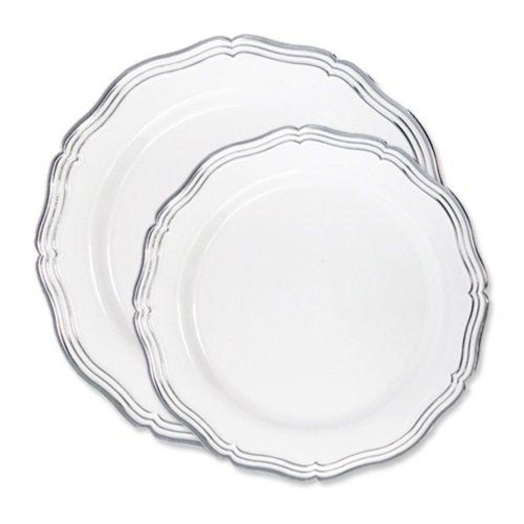 Aristocrat  7.5" White & Silver Plastic Appetizer/Dessert Plate 10 Pack