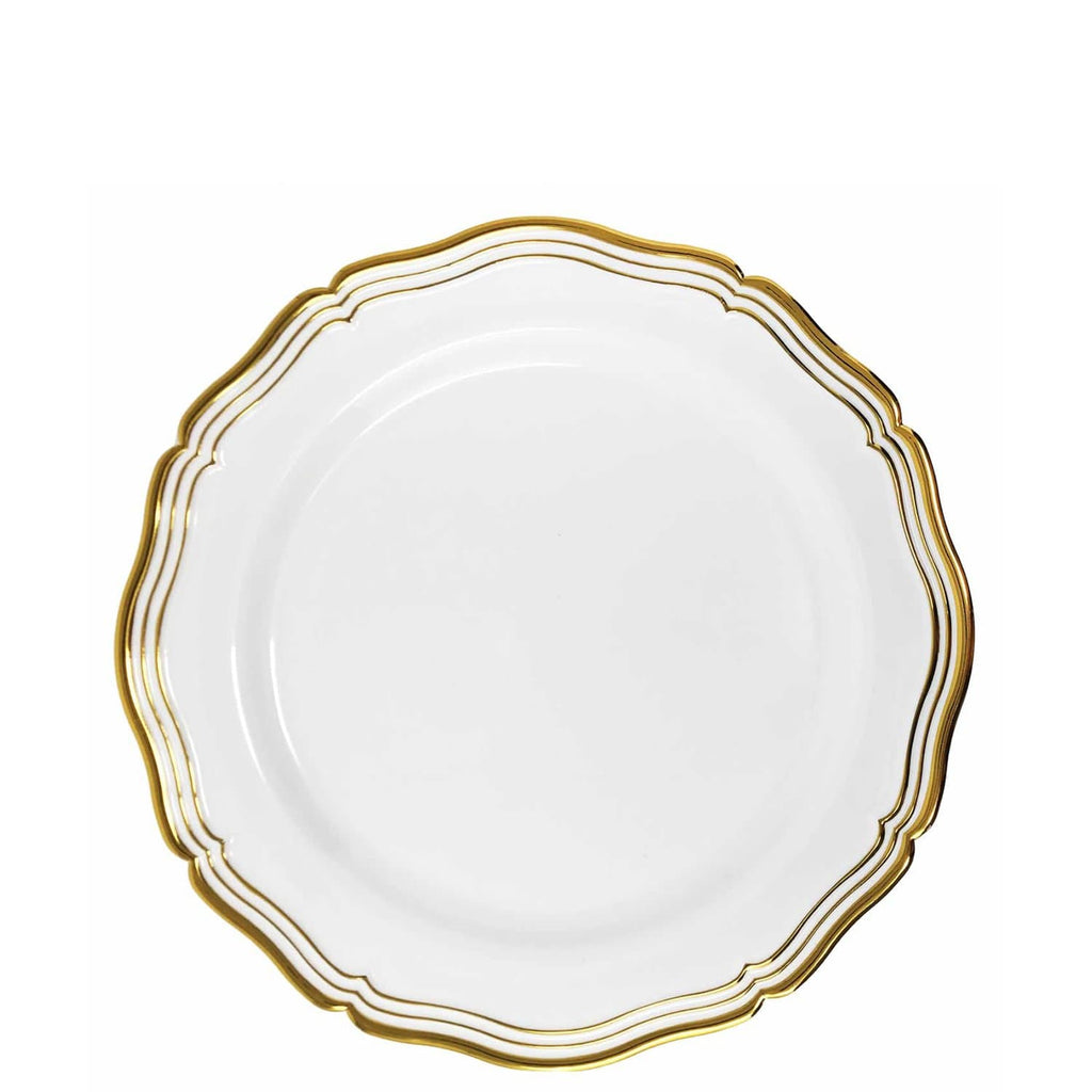 Aristocrat 7.5" White & Gold Plastic Dessert Plate 10 Pack