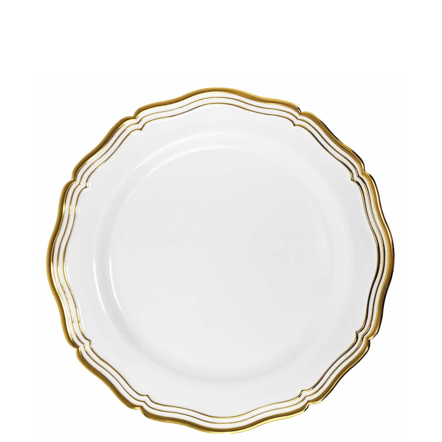 Aristocrat 7.5" White & Gold Plastic Dessert Plate 10 Pack