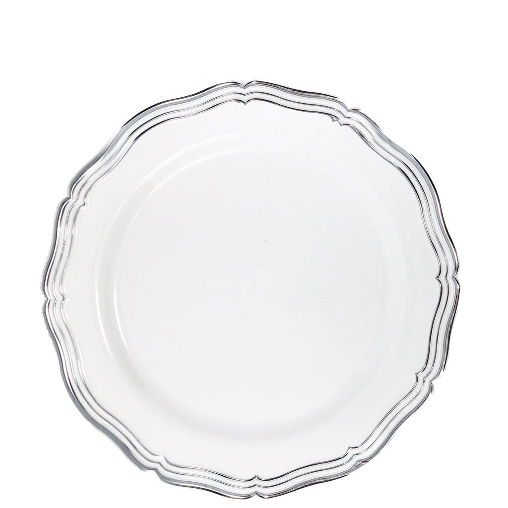Aristocrat  7.5" White & Silver Plastic Appetizer/Dessert Plate 10 Pack