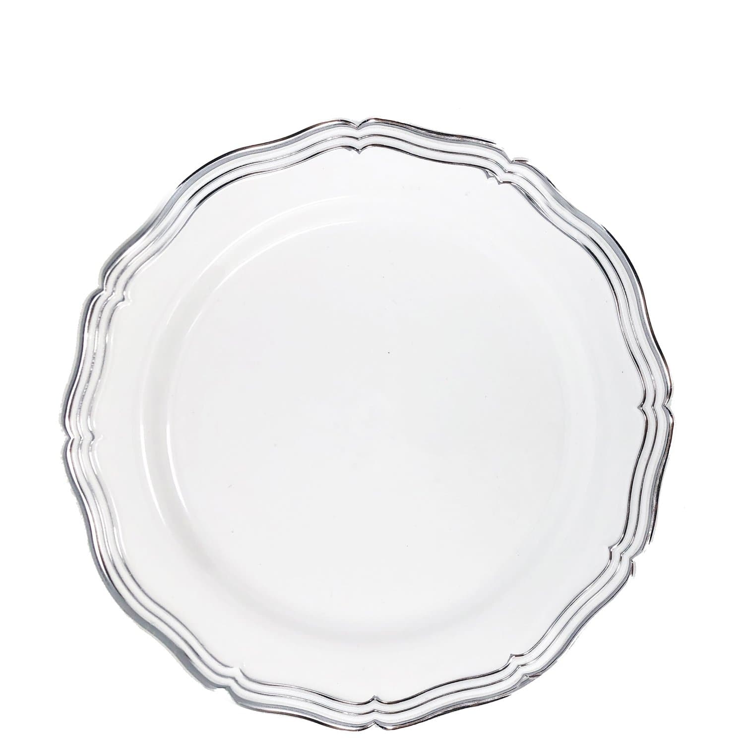Aristocrat  7.5" White & Silver Plastic Appetizer/Dessert Plate 10 Pack