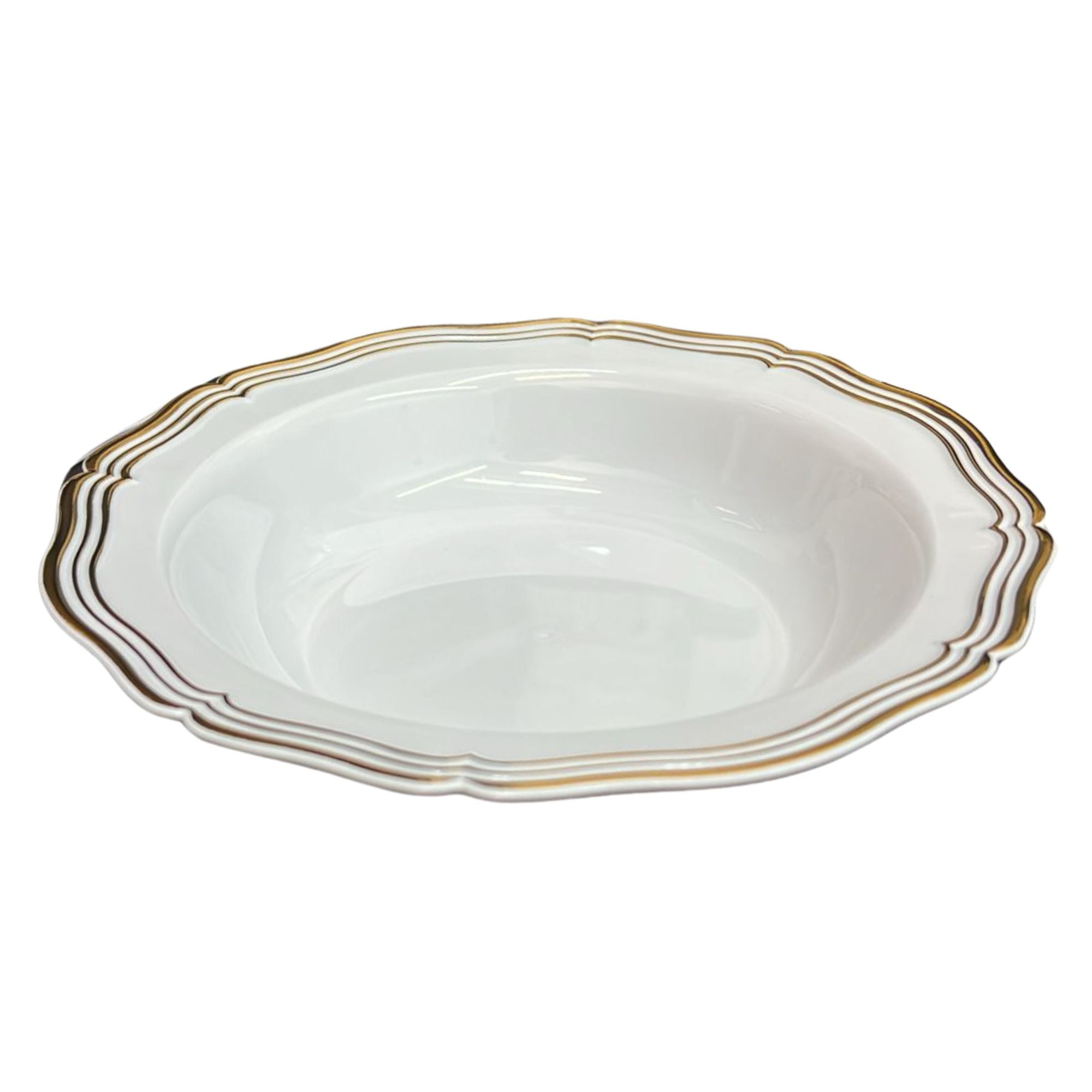 Aristocrat 7.5" White & Gold Plastic Soup Bowls 10 Pack