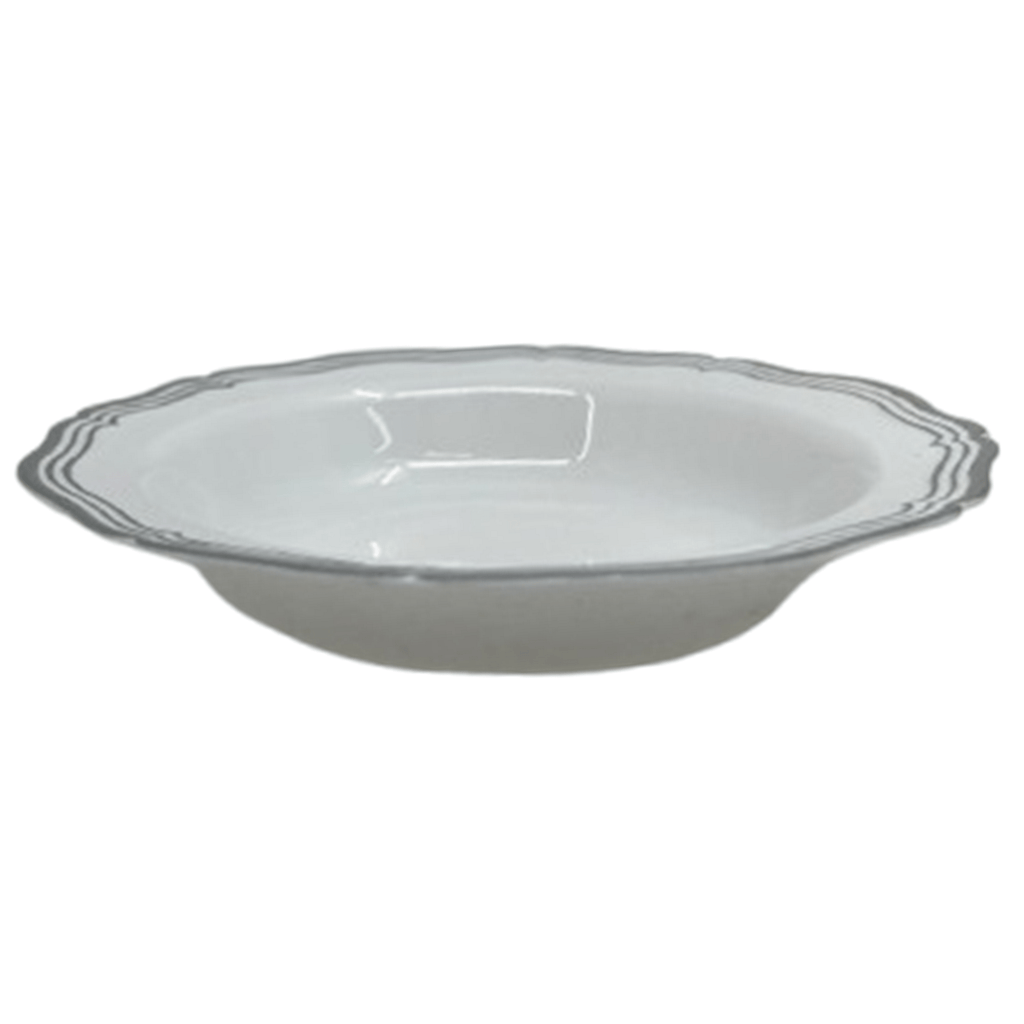 Aristocrat  7.5" White & Silver Plastic Soup Bowls 10 Pack