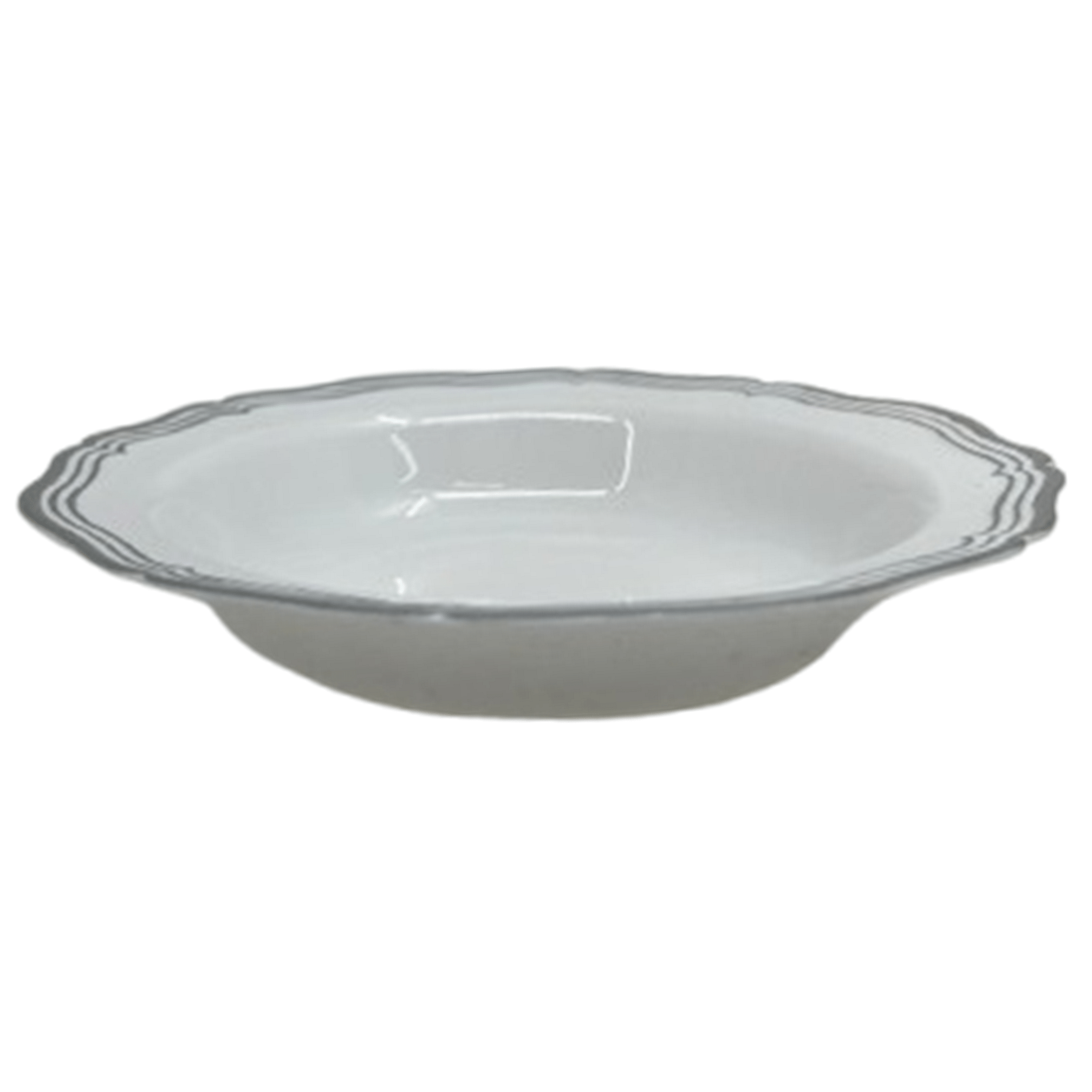 Aristocrat  7.5" White & Silver Plastic Soup Bowls 10 Pack