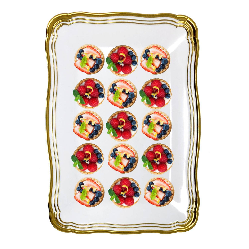 Aristocrat 13”x9” White & Gold  Rectangle Serving Trays Plastic 2 Pack
