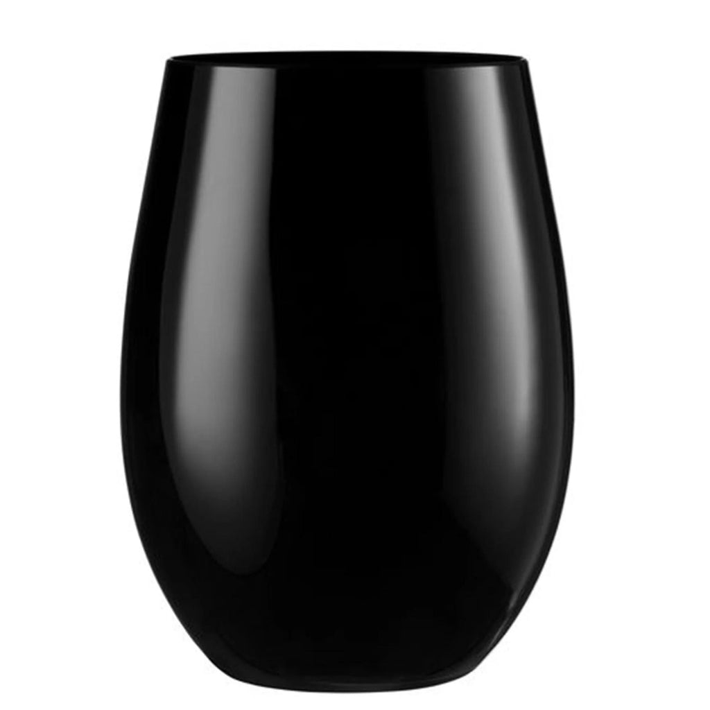 16oz Stemless Plastic Disposable Wine Goblet Black